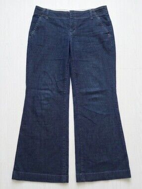 ​Saltaire Navy Blue Corduroy Mid Rise Trousers Women's Size 10 Wide Leg Jeans
